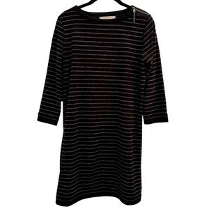 🐞Anne Taylor Dark Grey Stripe Long Sleeved Dress